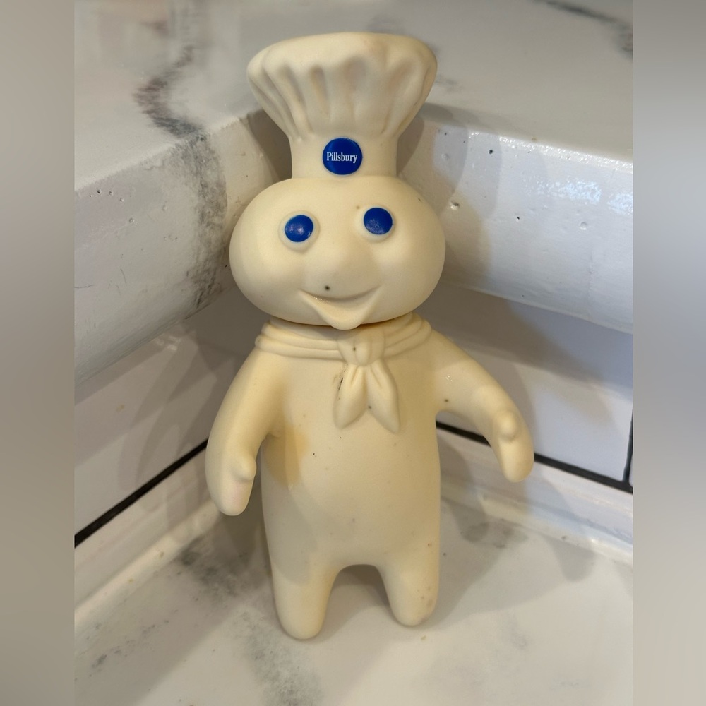 Vintage 1971 Pillsbury Doughboy 7" Rubber Doll Squeezable Movable Head - Picture 1 of 3